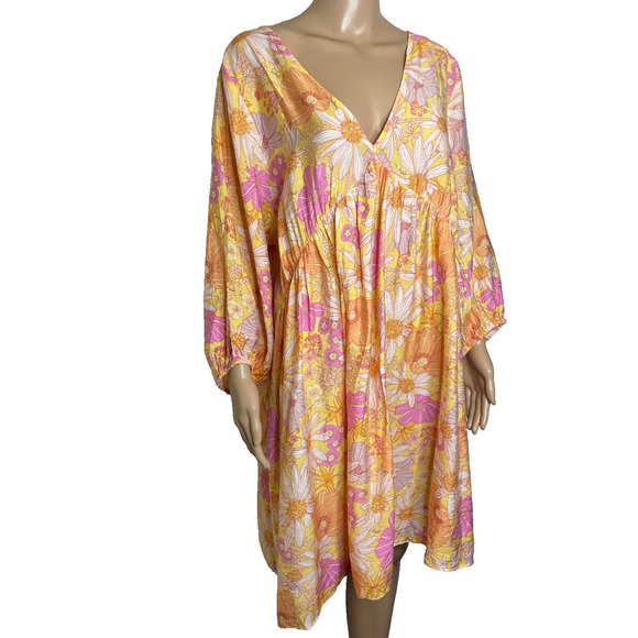 Women's XL H&M Yellow Floral Print Viscose Blend Light Sundress - Picture 2 of 5